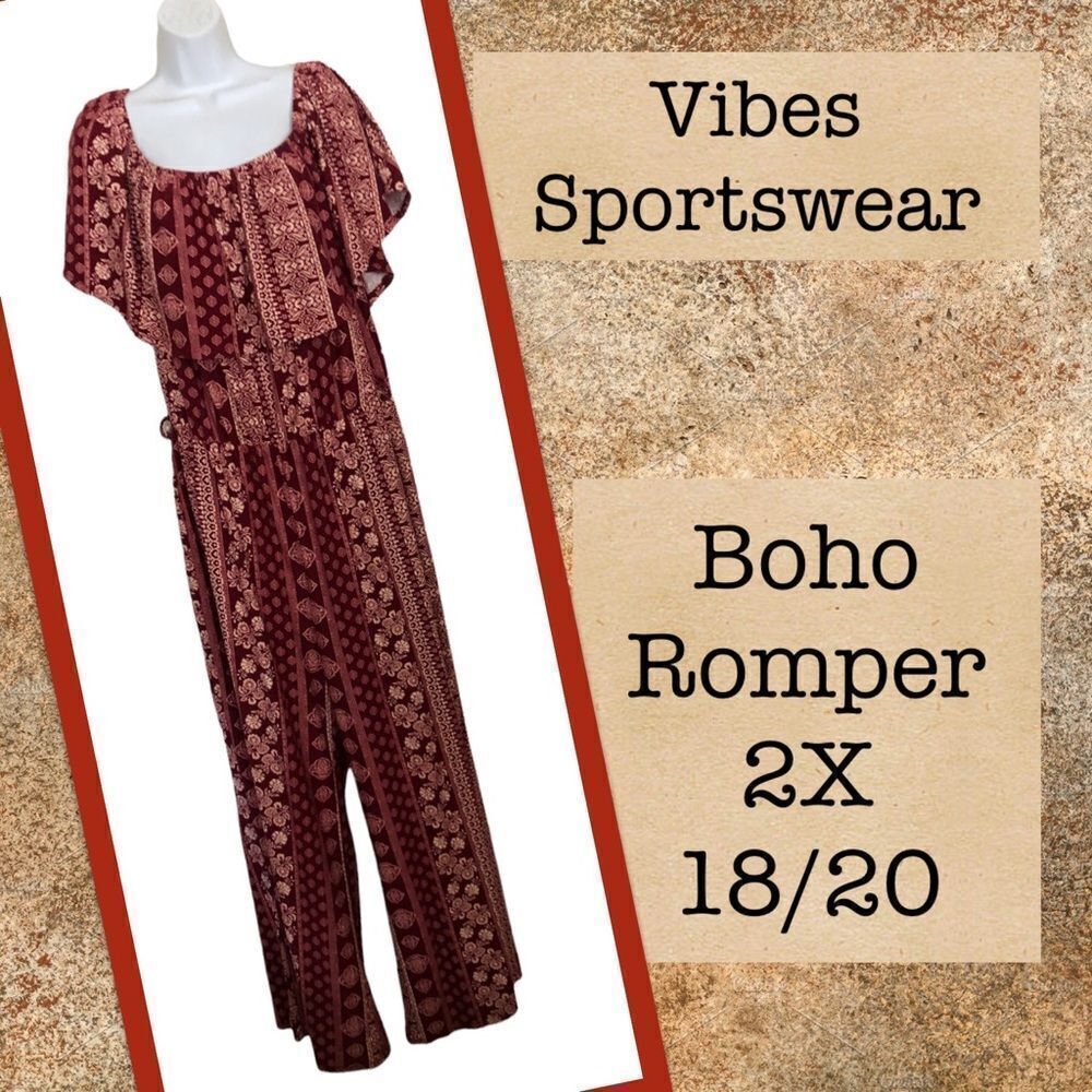 Boho Off The Shoulder Jumpsuit 2X 18 20 - Picture 5 of 5
